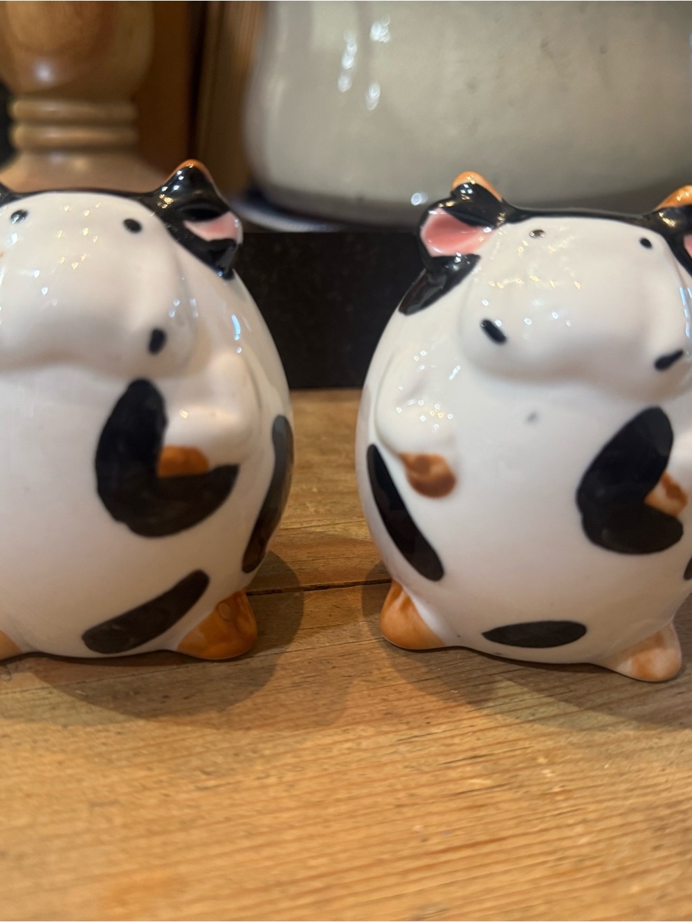 Ceramic Cow Salt and Pepper Shakers - Black, White, Brown